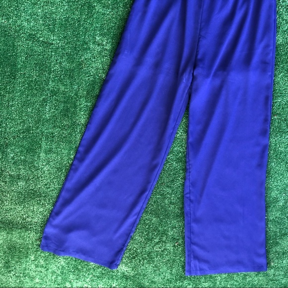 Cobalt Blue Sexy Jumpsuit with Plunging V-neckline & Cutouts Palazzo Jum… - Picture 5 of 7